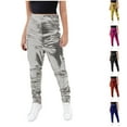 thumbnail image 5 of Odeerbi 3-16 Years Teen Boys Girls Metallic Leather Pants Shiny Sparkly Dance Pants Workout Athletic Sports Long Pants, 5 of 5