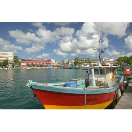 Fish Design Hand Painted Grande Fish Sellers at the Waterfront Grande Terre Guadaloupe Caribbean Poster Print by Walter Bibikow ()