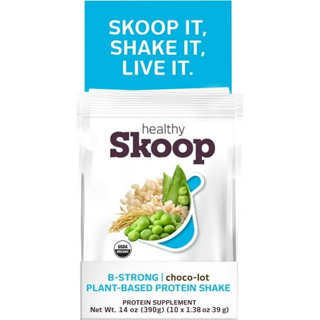 Healthy Skoop Organic Choco-Lot Plant-Based Protein Shake Mix, 1.38 oz, (Pack of 10)