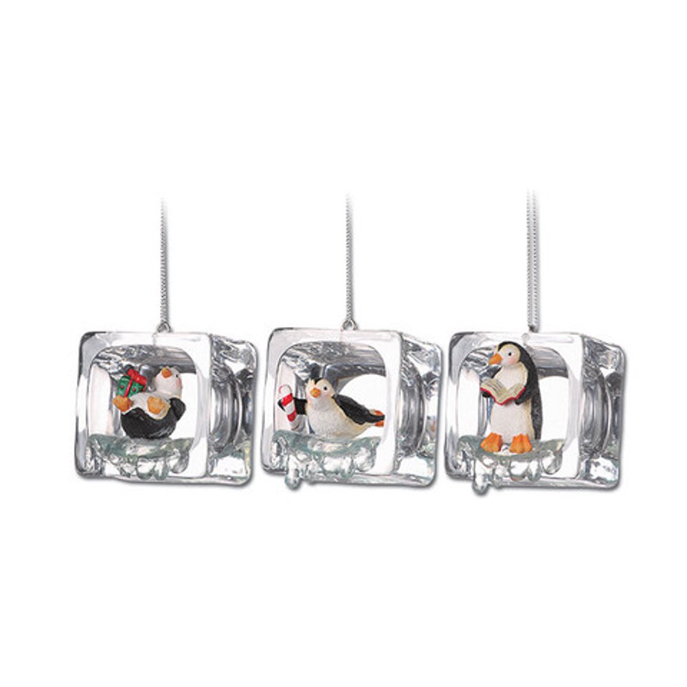 Club Pack of 18 Clear Icy Crystal Decorative Christmas Penguin Ice Cube