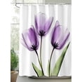thumbnail image 2 of Purple Tulip Shower Curtain, Image Flower Abstract Transparent Floral Waterproof Shower Curtain Set with 12 Hooks Lightweight Washable Fabric Shower Curtains for Bathroom 60x72 Inches, 2 of 6