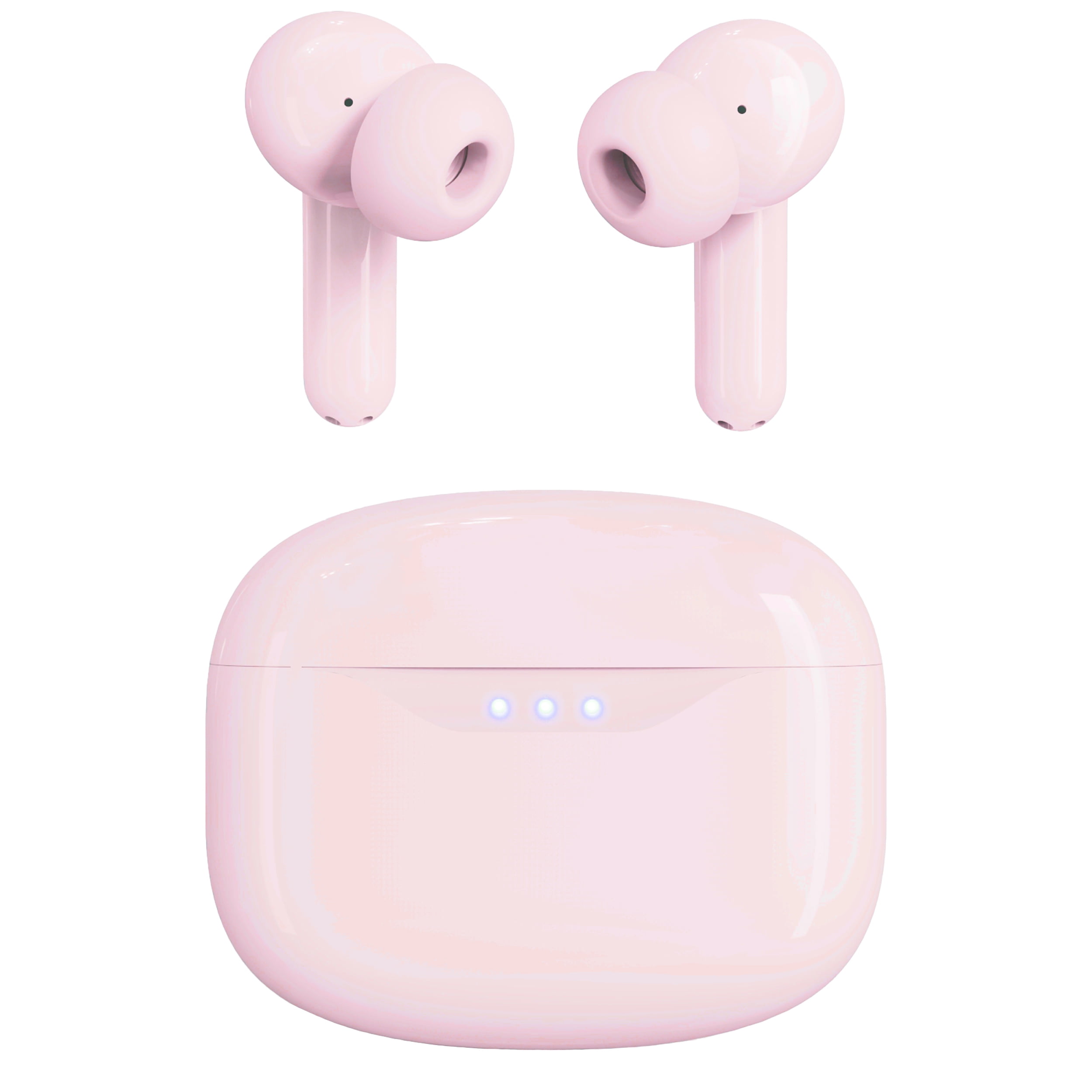 Visual Land SOUNDWAVE A1 (2024 Edition) Active Noise Cancelling Earbuds, 6-Microphones, 40H Total Playtime, Fast Charging - Pink