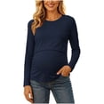 thumbnail image 2 of Bixock Women's Maternity Nursing Top Long Sleeve Maternity Shirt Crew Neck Maternity Blouse Casual Pregnant Top Maternity Clothings, 2 of 9