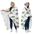 thumbnail image 2 of Wearable Blanket,White Cartoon Dinosaurs Names Pattern Hooded Wearable Flannel Blanket for Adults & Teens with Buckle,Winter Poncho Shawl Wrap Cape,50"x60", 2 of 5