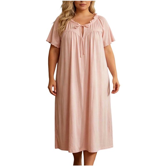Asxite Womens Pajamas Casual Breathable Solid Sleeveless Loose Long Sleep Dress