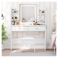 thumbnail image 1 of Makeup Vanity Set with 3 Light Modes & Power Outlet | Includes Stool, 2 Drawers & Open Shelves, 1 of 7