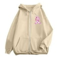 thumbnail image 5 of Shadoumai Womens Breast Cancer Awareness Hoodies Full Zip Up Jacket Ribbon Graphic Oversized Sweatshirt Jackets Fall Winter Clothes, 5 of 6