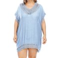 thumbnail image 2 of Damas Sueltas Color Sólido Mano Gancho Costura Cuello en V Qversized Blusa Vestido de playa Traje de baño Cubrir Pompotops lopia1000472, 2 of 5