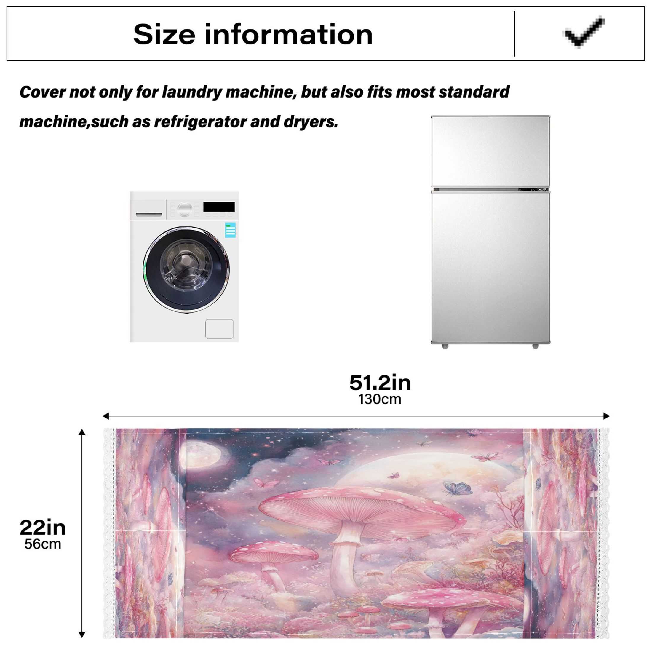 DEIARA Pink Mushroom Butterfly Washing Machine Cloth Dryer Refrigerator Top Cover Protective Non-Slip Mat For Kitchen Laundry