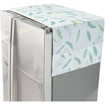 Refrigerator Dust Cloth PVEA Washing Machine Waterproof Cover Dustproof Fridge Top Cover Multi-Purpose with Side Storage Pockets for Kitchen Appliance Protector Feather 75 x 24 Inch