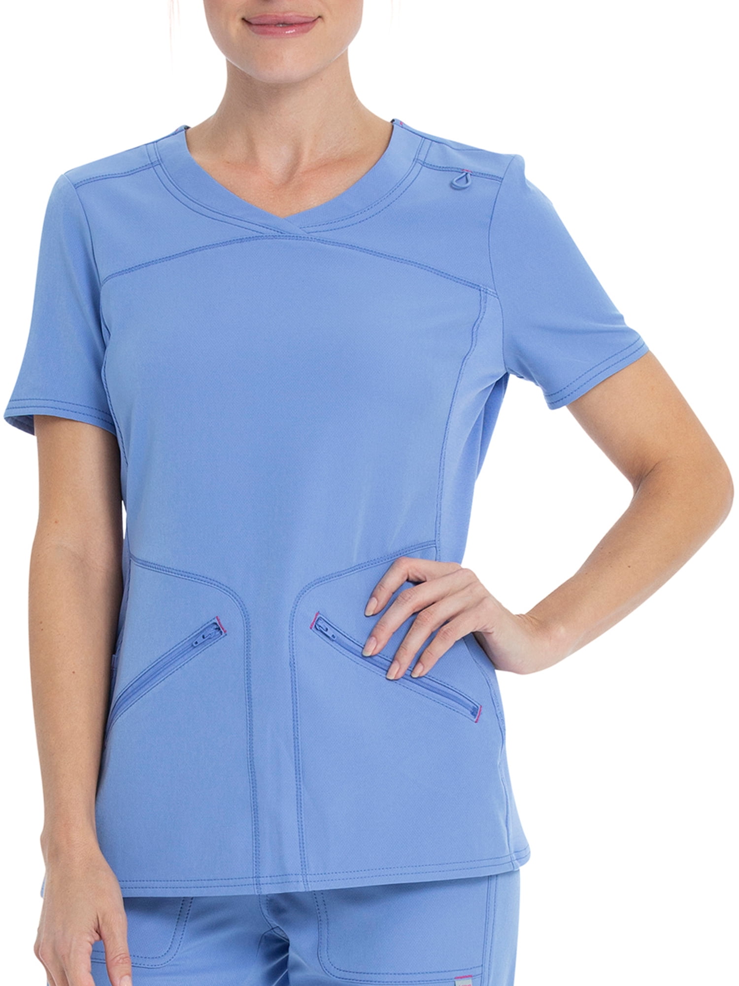 Scrubstar Women's Active Stretch RibKnit Side Panel VNeck Scrub Top