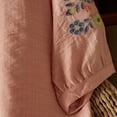 thumbnail image 6 of Busydd Womens Tops Fashion Solid Color Embroidered Button Peasant Shirts Casual 3/4 Length Sleeve Round Neck Summer Tops for Women Comfortable Loose Spring Tops, 6 of 8