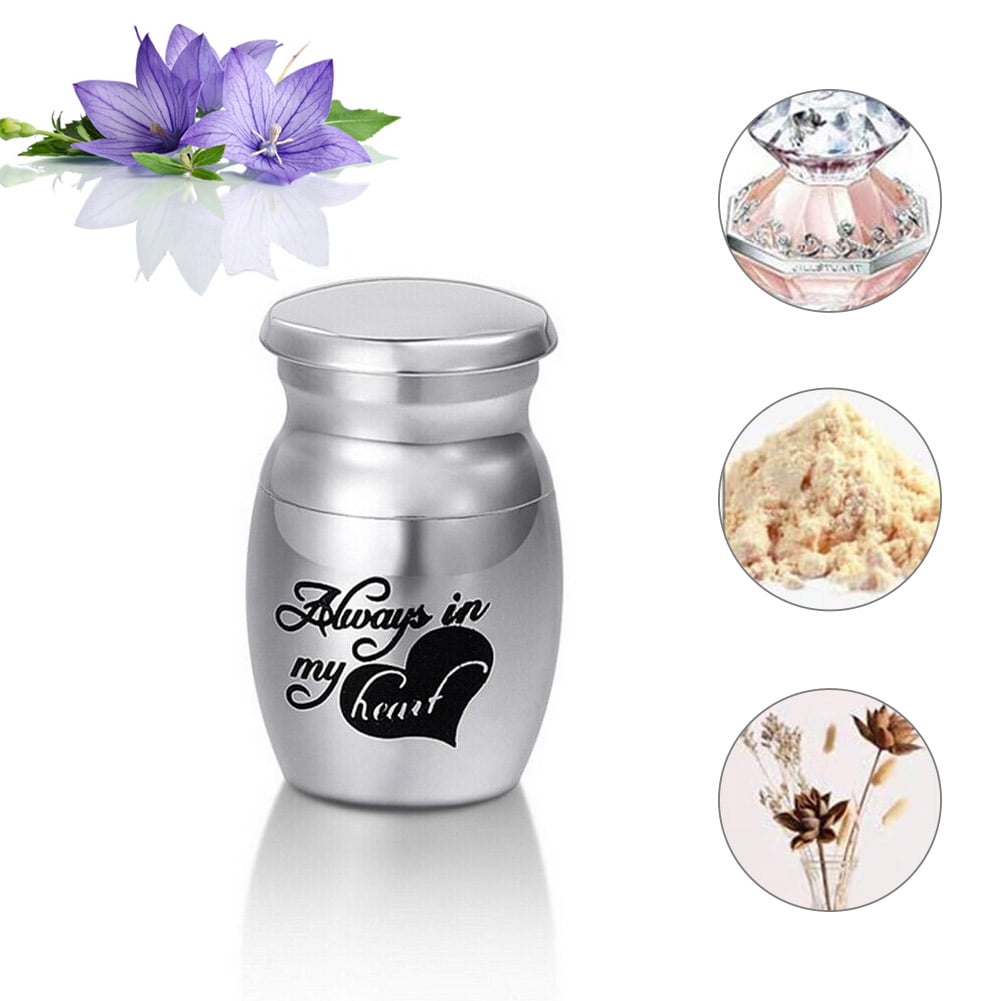 25 * 16mm Always in my heart dili-bala Memorial Mini Cremation Waterproof Urn for Ashes Alloy Small Funeral Keepsake Urn Gold-Style02
