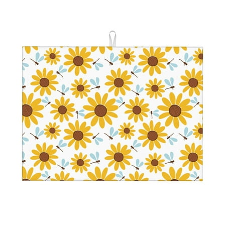 

Adobk Sunflowers Dish Drying Mat for Kitchen Counter Absorbent Microfiber Drying Pad Reusable Washable Large 18 x24