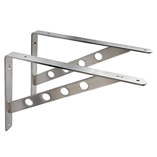 Alise 1 Pair Stainless Steel Brackets Floating Shelves Tripod Triangle Heavy Duty Shelf Bracket Support Wall Hanging 12x8 Inch Brushed Nickel Walmart Com Walmart Com