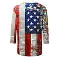 thumbnail image 4 of GERsome Women's 4th of July T-Shirts Loose Fit 3/4 Sleeve Crewneck American Flag Patriotic Tops USA Flag Stars Stripes Graphic Tee S-5XL, 4 of 5