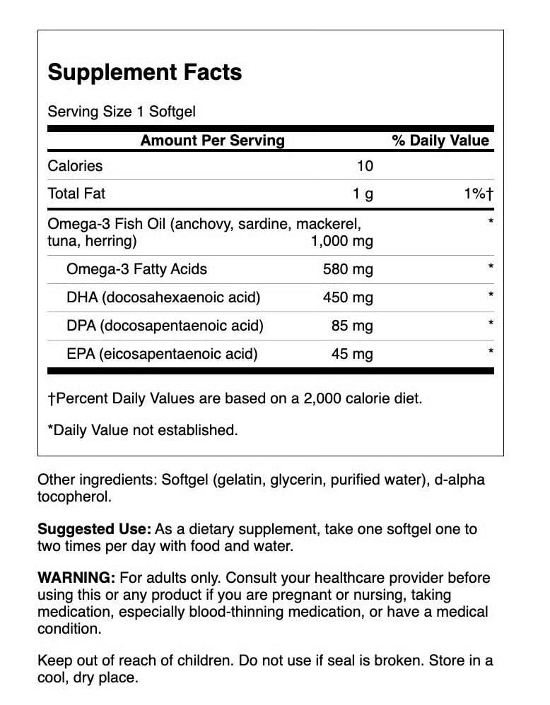 Swanson Super Dpa Fish Oil 1,000 mg 60 Sgels 2 Pack