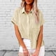 thumbnail image 5 of Camisa Blusa básica de mujer Algodón Lino Blusa de verano Top Casual Color sólido Traje diario Cgtredaw Beige T 3EG para Mujer, 5 of 8