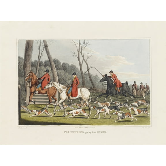 John Heaviside Clark Fox Hunting Going Into Cover 1820 Hounds Horses Watercolour Painting Unframed Wall Art Print Poster Home Decor