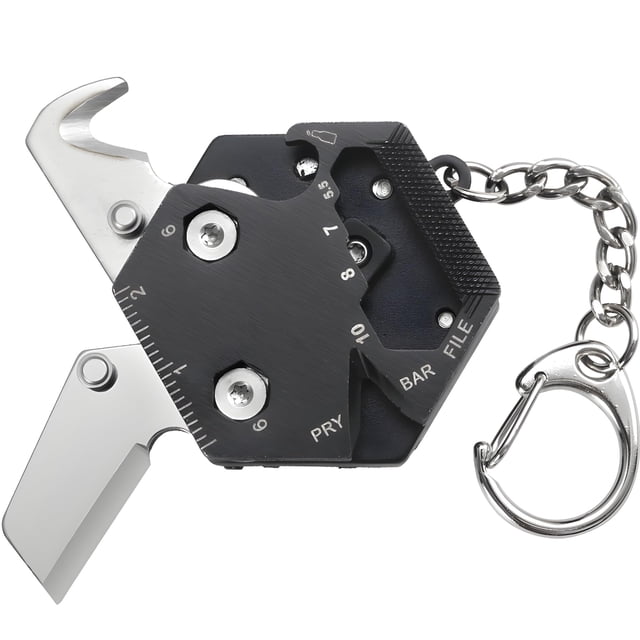Llavero de tarjeta multiherramientas - Kit hexagonal con juego de destornilladores micro, abridor de botellas, herramientas, multiusos, supervivencia plegable