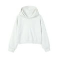 thumbnail image 5 of Crop Sweatshirts Womens Plain Hoodies Long Sleeve Tops Pullover/Full-zip Jacket Plus Size Cropped Hooded Shirt (2XL, Silver), 5 of 7
