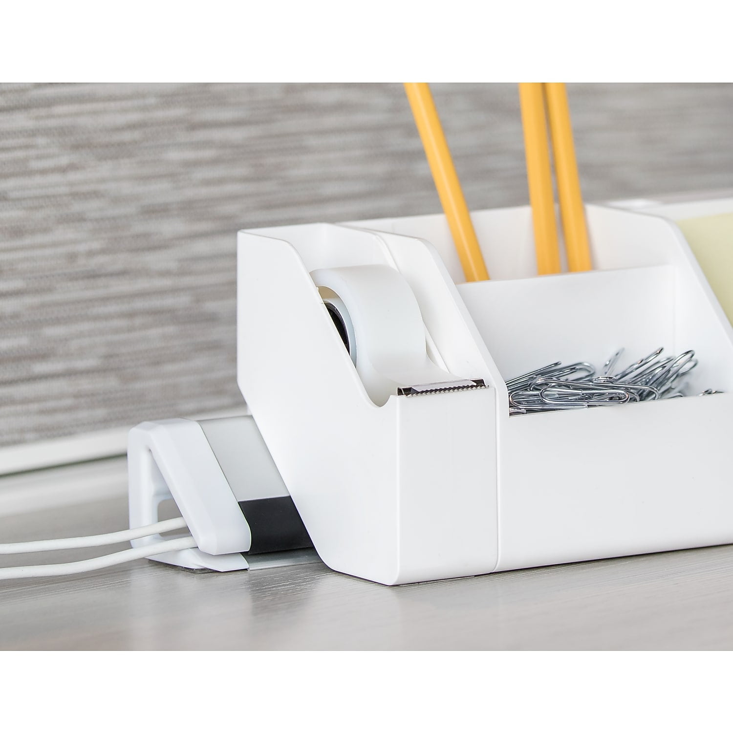 Bostitch Konnect™ Tape Dispenser with Premium Single-sided Tape, Sticks to Desk, White (KT-TAPE-WHITE)