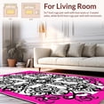 thumbnail image 2 of ODIKA 3'x5' Machine Washable Non-Slip Area Rug, Gothic Rose Black & Floral Damask Design High Traffic Rug, Pink, 335635, 2 of 7