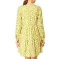 thumbnail image 3 of Allegra K Women's V Neck Long Sleeves Cinched Waist Half Placket Floral Dress, 3 of 6