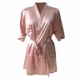 thumbnail image 2 of Women’s Short Satin Robes, Lightweight 3/4 Sleeve V-Neck Sleepwear, Wedding Bridal Party Bride Bridesmaid Bathrobes L, 2 of 8