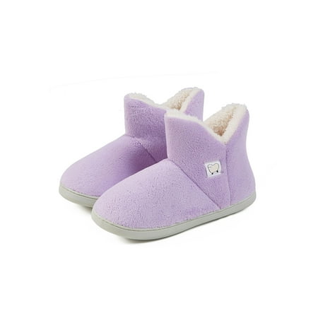 

SIMANLAN Unisex Boots Slippers Soft Plush House Shoes Memory Foam Winter Boot Men Slip On Warm Slipper Women Fluffy Purple 8.5-9
