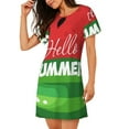 thumbnail image 2 of Fuzoiu Watermelon Hello Summer Print Women Nightgowns, Soft Comfy Lightweight Short Sleeves Sleepwear,Crew Neck Loungewear, 2 of 6