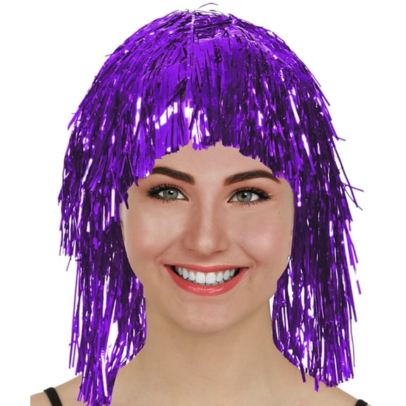 Studio Halloween Adult's Purple Tinsel Party Wig Costume Accessory