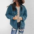 thumbnail image 3 of Vedolay Casual jacket Women's Oversized Frayed Lightweight Casual Jacket Button Down Casual Jacket,Light Blue S, 3 of 4
