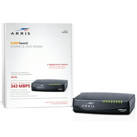 ARRIS SURFboard TM822R (8x4) Voice Cable Modem, DOCSIS 3.0 | Certified for Xfinity by Comcast | 343 Mbps Max