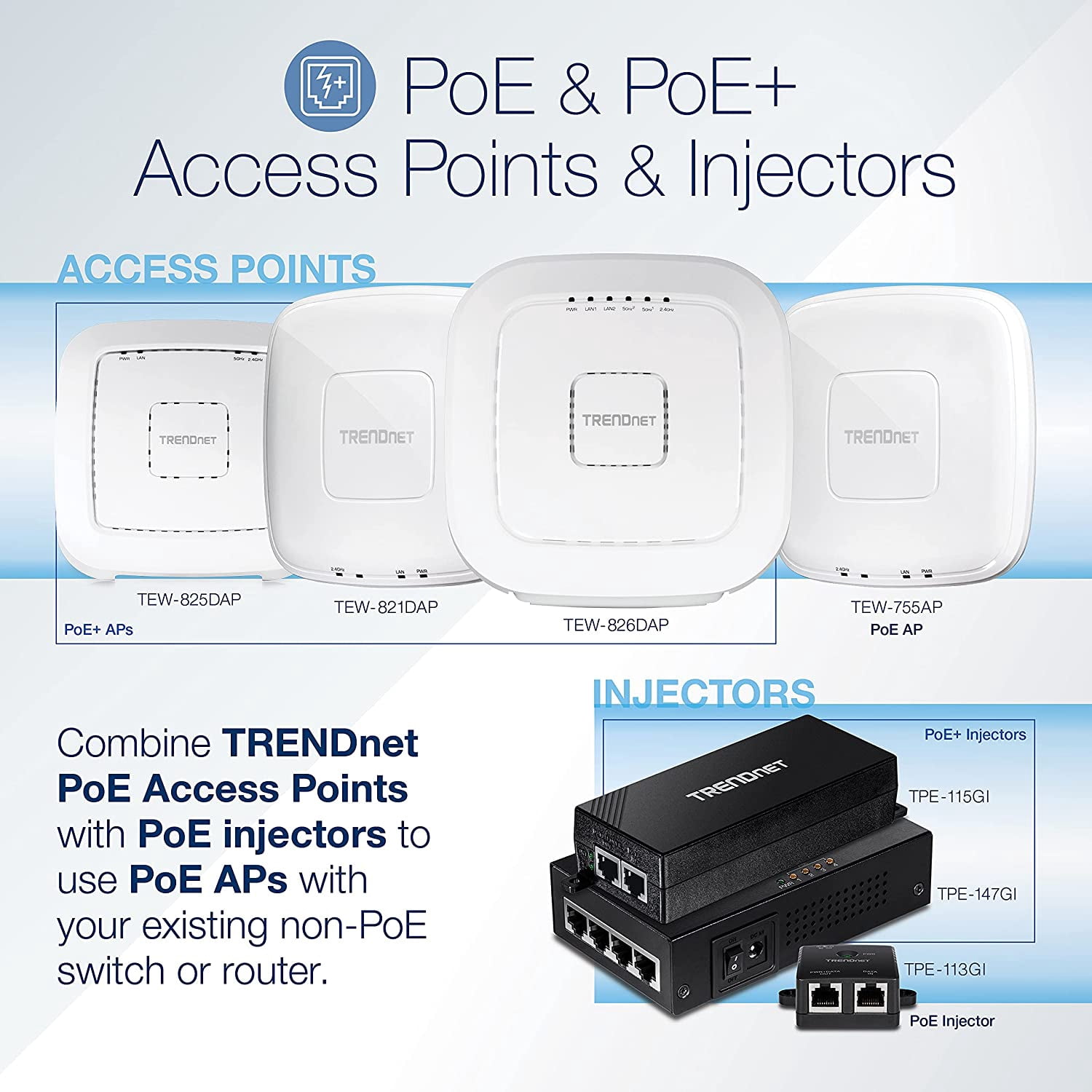 TRENDnet TEW-826DAP AC2200 Tri-Band PoE+ Indoor Wireless Access Point