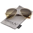 thumbnail image 1 of zeroUV Unisex Modern Metal Floating Border Brow Bar Gradient Lens Aviator Sunglasses 59mm (Gold / Green-Brown Gradient) - 59mm, 1 of 5