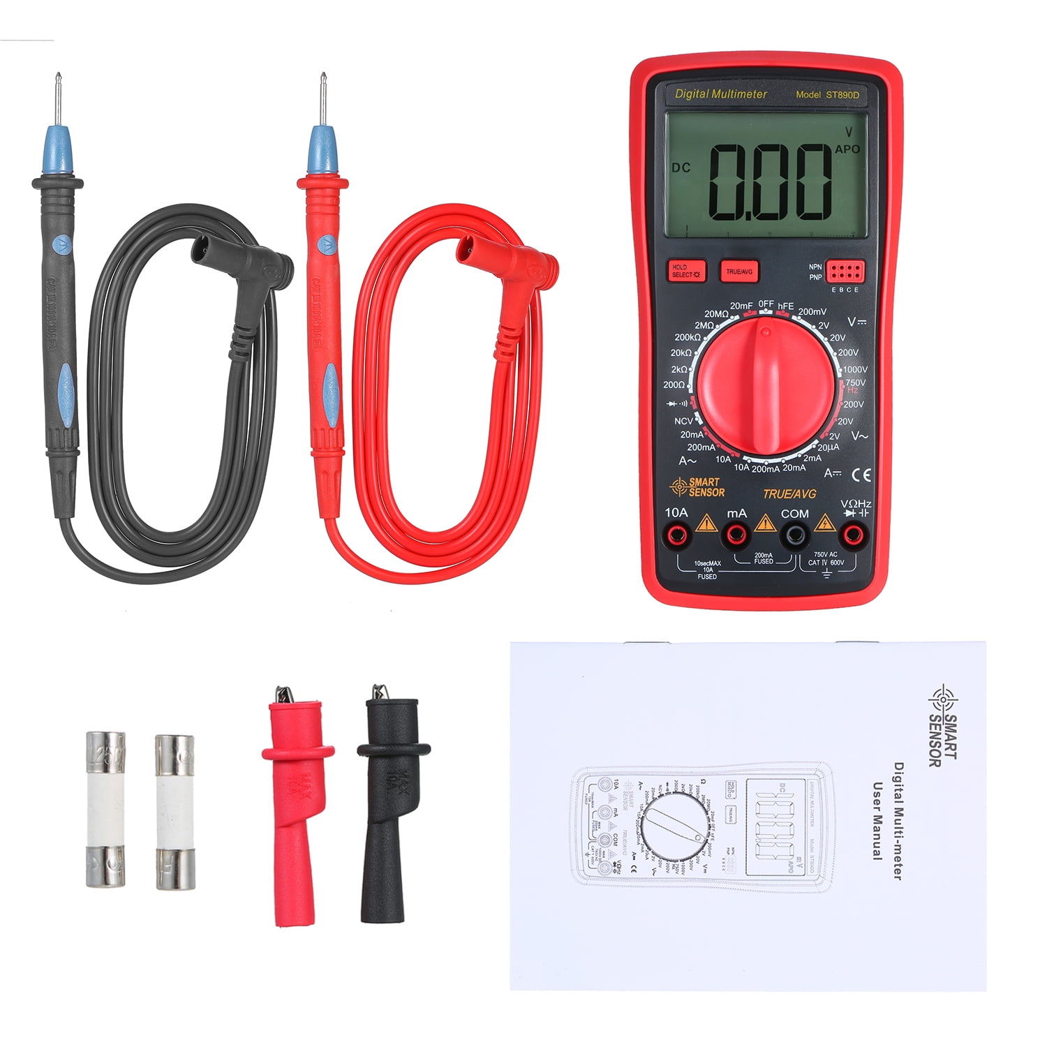 SMART SENSOR Dial Measuring Multimeter LCD Display NCV Mode HFE/NPN/PNP High Multifunctional