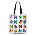 thumbnail image 1 of JSDART Sac Fourre-Tout en Toile Papillon Bleu Papillons Colorés Collection Classique Noire Réutilisable Sac à Provisions, 1 of 1