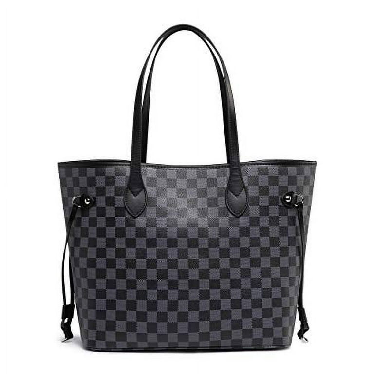 Daisy Rose Checkered Tote Shoulder Bag with Inner Pouch