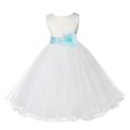 thumbnail image 3 of Ekidsbridal Satin Ivory Mint Tulle Rattail Flower Girl Dress for Baptism Wedding Mini Bridal Gown 829T 2, 3 of 3