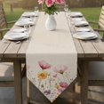 thumbnail image 6 of Pink Yellow Flowers Table Runner Linen Burlap Table Runner 72 Inches Long Spring BotanicaL Wild Florals Art Dresser Scarves for Kitchen Island Coffee Dining Party Wedding Holiday Decor 14"x72", 6 of 8