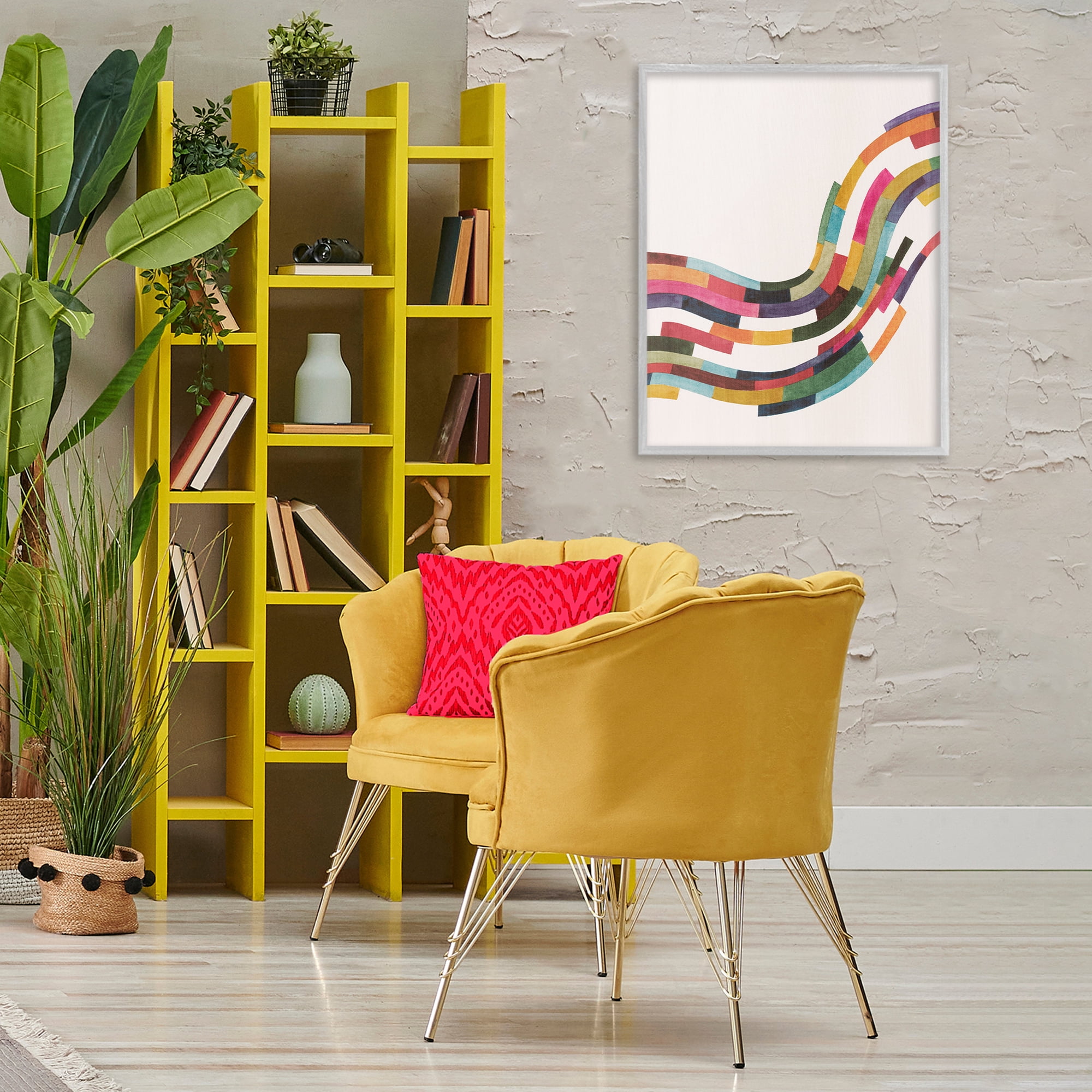 Stupell Industries Curved Geometric Wave Abstract Painting Gray Framed Art Print Wall Art, 24 x 30