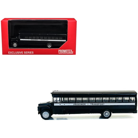 Prisoner Transport Bus Black 1/87 (HO) Plastic Model Car by Promotex