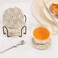 thumbnail image 5 of Haosy Set of 6 Drink Woven Coaster with Holder Heat Resistant Non-Slip Bar Coasters 4 Inches White Bohemian Leaves, 5 of 7