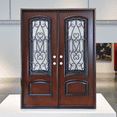 thumbnail image 6 of 60" x 80" Environment Damage Resistant Polyurethane Composite Exterior Entry House Front Door, Openable Tempered Rain Glass Window, Left-Hand Double Door Inward Swing Dark Walnut, 6 of 6