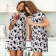 thumbnail image 4 of Fotbe Cute Animal with Cow Bata de Dormir para Mujer con Estampado, Camisón de Algodón de Manga Corta, Ropa de Dormir Casual, 4 of 6