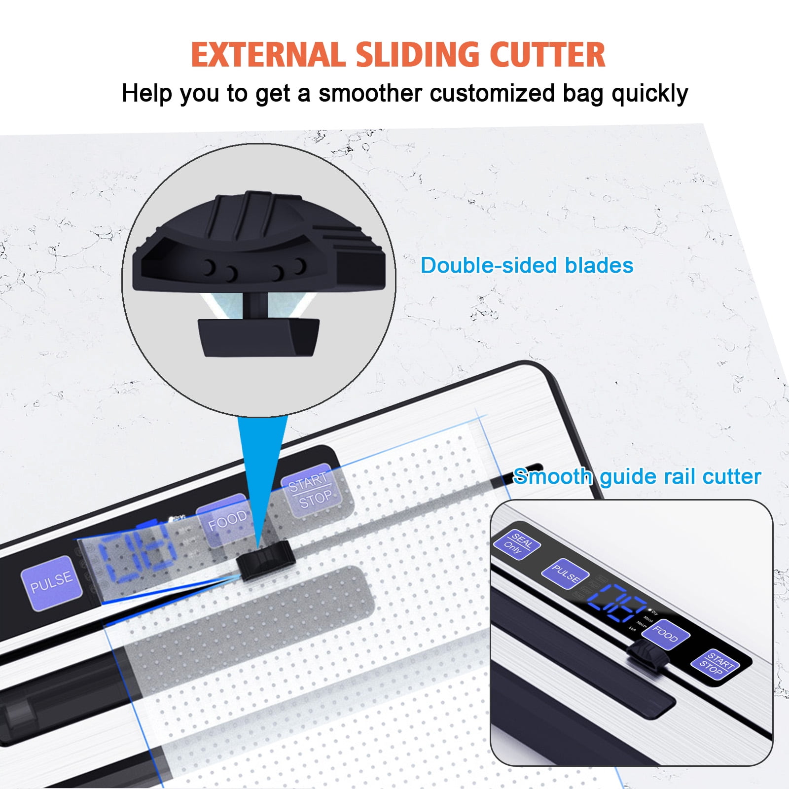 Vacuum Sealer Machine | Included 10pcs Bags & 100pcs Disposable TPE Gloves | Build-in Cutter Home Automatic Packing Machine with External Vacuum System | Dry Moist Fresh Modes