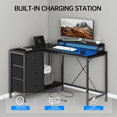 thumbnail image 4 of CazToi Bureau d'Ordinateur en L de 43 Pouces avec Lumières DEL RVB et Station de Recharge Intégrée 3 Tiroirs de Rangement, 4 of 8