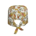 thumbnail image 2 of Kdxio Ducks and Flowers Pattern Turban Hat for Women Men Comfortable Adjustable Cleaning Working Cap with Sweatband, 2 of 8