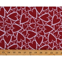 Cotton Valentines Day Hearts Holiday Love Red Cotton Fabric Print by the Yard (112600)